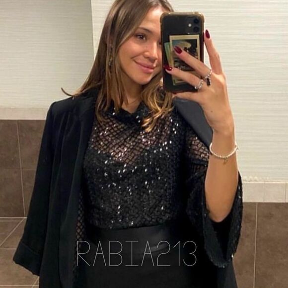 ZARA SEQUIN MESH TOP - Picture 1 of 10